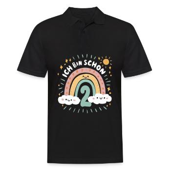 2nd Birthday Shirt Rainbow Cloud - Men's Polo Shirt - black - Front - Kai (181cm)