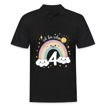4th Birthday Shirt Rainbow Cloud - Men's Polo Shirt - black - Front - Kai (181cm)