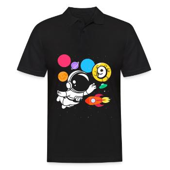 9e anniversaire garçons 9 ans anniversaire astronaute - Polo Homme - noir - Devant - Kai (181cm)