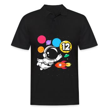 12th Birthday Boys Astronaut Birthday - Men's Polo Shirt - black - Front - Kai (181cm)