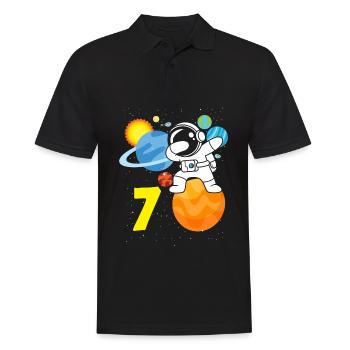 7e anniversaire garçons 7 ans anniversaire astronaute - Polo Homme - noir - Devant - Kai (181cm)
