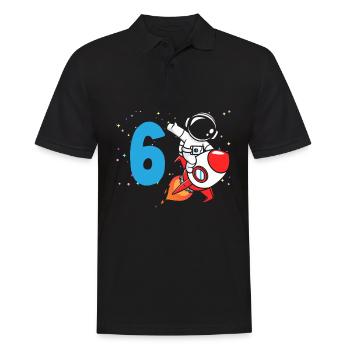 6. Geburtstag Jungen 6 Jahre Astronaut Geburtstag - Männer Poloshirt - Schwarz - Vorne - Kai (181cm)