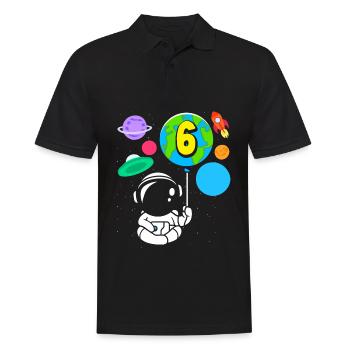 6. Geburtstag Jungen 6 Jahre Astronaut Geburtstag - Männer Poloshirt - Schwarz - Vorne - Kai (181cm)