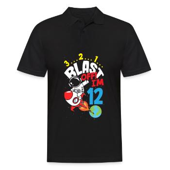12th Birthday Boys Astronaut Birthday - Men's Polo Shirt - black - Front - Kai (181cm)