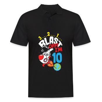 10. Geburtstag Jungen Astronaut Geburtstag - Männer Poloshirt - Schwarz - Vorne - Kai (181cm)