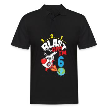 6. Geburtstag Jungen 6 Jahre Astronaut Geburtstag - Männer Poloshirt - Schwarz - Vorne - Kai (181cm)
