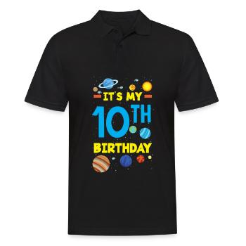 10. Geburtstag Jungen Astronaut Geburtstag - Männer Poloshirt - Schwarz - Vorne - Kai (181cm)