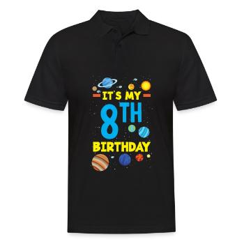 8ème anniversaire Garçons 8 ans Astronaute Anniversaire - Polo Homme - noir - Devant - Kai (181cm)