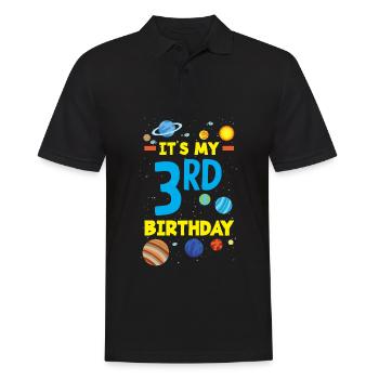 3rd Birthday Boys 3 Years Astronaut Birthday - Men's Polo Shirt - black - Front - Kai (181cm)
