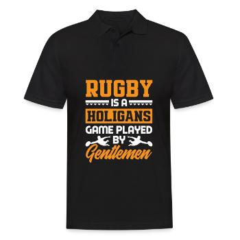 Rugby Is a Hooligans Game Played by Gentlemen - Männer Poloshirt - Schwarz - Vorne - Kai (181cm)