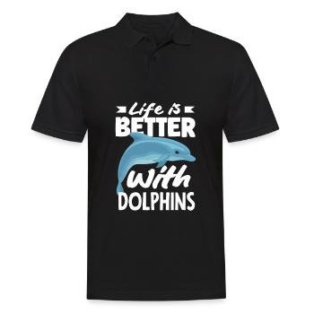 Life is better with dolphins - Men's Polo Shirt - black - Front - Kai (181cm)