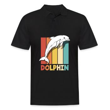 Retro Dolphin Animal Lover Motif - Men's Polo Shirt - black - Front - Kai (181cm)
