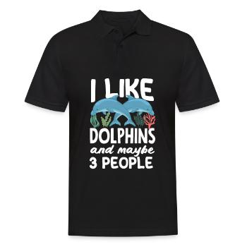 J’aime les dauphins et peut-être 3 personnes - Polo Homme - noir - Devant - Kai (181cm)