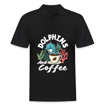 Love dolphins and coffee - Men's Polo Shirt - black - Front - Kai (181cm)