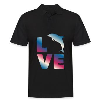 Liebe Delfin Ozean Fans Buntes Motiv - Männer Poloshirt - Schwarz - Vorne - Kai (181cm)