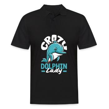 Crazy Dolphin Lady - For Dolphin Lovers - Men's Polo Shirt - black - Front - Kai (181cm)