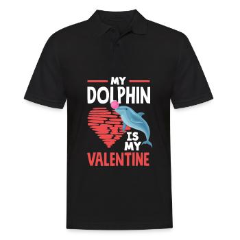 Mein Delfin Ist Mein Valentin Herz - Männer Poloshirt - Schwarz - Vorne - Kai (181cm)