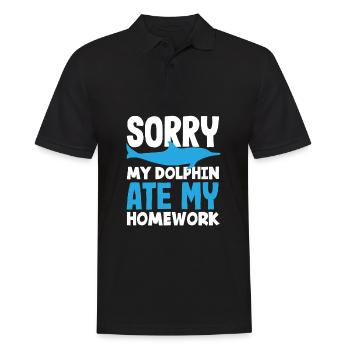 Entschuldigung Mein Delfin Hat Meine Hausaufgaben - Männer Poloshirt - Schwarz - Vorne - Kai (181cm)
