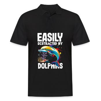 Easily distracted by dolphins - Men's Polo Shirt - black - Front - Kai (181cm)