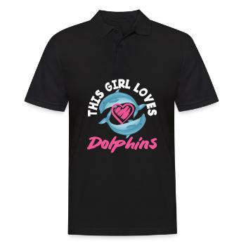 This girl loves dolphins - Men's Polo Shirt - black - Front - Kai (181cm)