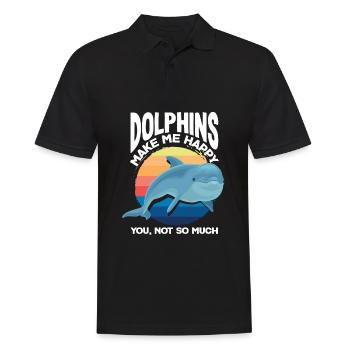 Delfine Machen Mich Glücklich, Du Nicht So Sehr - Männer Poloshirt - Schwarz - Vorne - Kai (181cm)