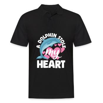 Ein Delfin Hat Mein Herz Gestohlen - Männer Poloshirt - Schwarz - Vorne - Kai (181cm)