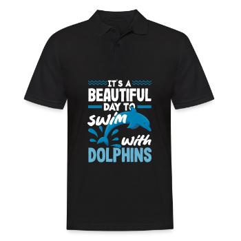 Une belle journée pour nager avec les dauphins - Polo Homme - noir - Devant - Kai (181cm)