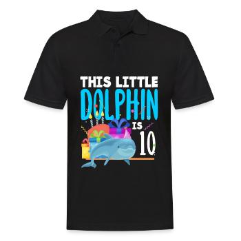 This little dolphin is 10 10th birthday - Men's Polo Shirt - black - Front - Kai (181cm)