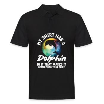 My shirt has a dolphin on it - Men's Polo Shirt - black - Front - Kai (181cm)