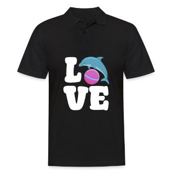 Liebe Delfin Mit Ball Niedlich Ozean - Männer Poloshirt - Schwarz - Vorne - Kai (181cm)