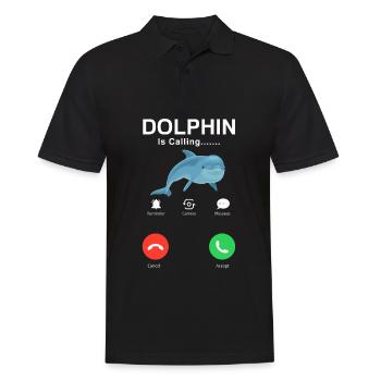 Dolphin Calls Humorous Graphic - Men's Polo Shirt - black - Front - Kai (181cm)
