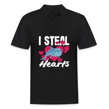 I Steal Hearts - Dolphin Love - Men's Polo Shirt - black - Front - Kai (181cm)