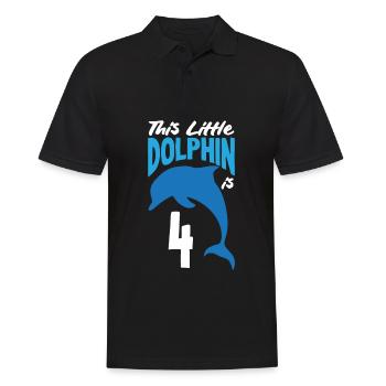 This little dolphin is 4 4th birthday - Men's Polo Shirt - black - Front - Kai (181cm)