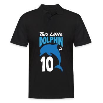 This little dolphin is 10 10th birthday - Men's Polo Shirt - black - Front - Kai (181cm)