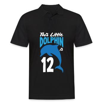 This little dolphin is 12 12th birthday - Men's Polo Shirt - black - Front - Kai (181cm)