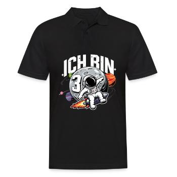 3rd Birthday Boys 3 Years Astronaut Birthday - Men's Polo Shirt - black - Front - Kai (181cm)