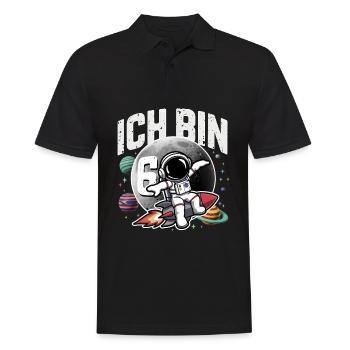 6. Geburtstag Jungen 6 Jahre Astronaut Geburtstag - Männer Poloshirt - Schwarz - Vorne - Kai (181cm)