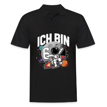 6. Geburtstag Jungen 6 Jahre Astronaut Geburtstag - Männer Poloshirt - Schwarz - Vorne - Kai (181cm)