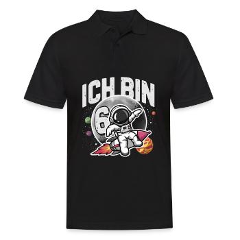 6. Geburtstag Jungen 6 Jahre Astronaut Geburtstag - Männer Poloshirt - Schwarz - Vorne - Kai (181cm)
