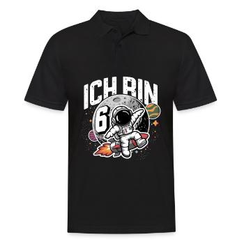 6. Geburtstag Jungen 6 Jahre Astronaut Geburtstag - Männer Poloshirt - Schwarz - Vorne - Kai (181cm)