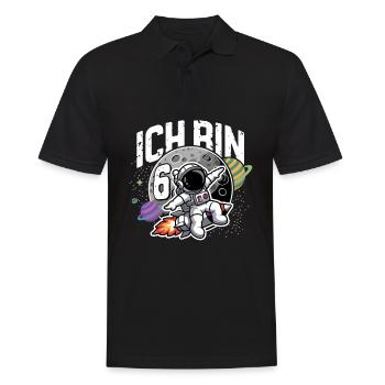 6. Geburtstag Jungen 6 Jahre Astronaut Geburtstag - Männer Poloshirt - Schwarz - Vorne - Kai (181cm)