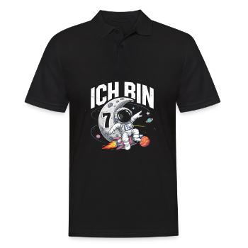 7e anniversaire garçons 7 ans anniversaire astronaute - Polo Homme - noir - Devant - Kai (181cm)