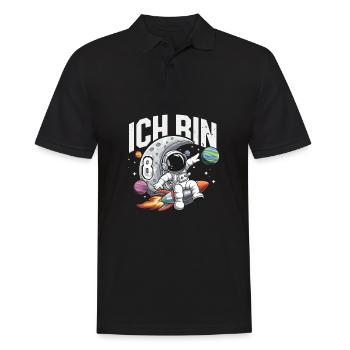 8e anniversaire garçons 8 ans anniversaire astronaute - Polo Homme - noir - Devant - Kai (181cm)