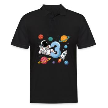 3rd Birthday Boys 3 Years Astronaut Birthday - Men's Polo Shirt - black - Front - Kai (181cm)