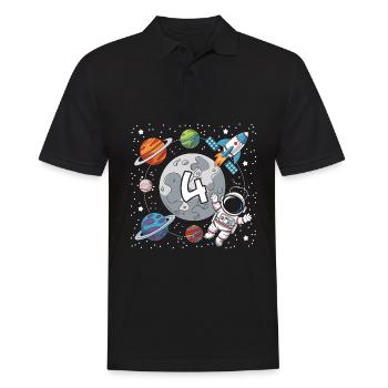 4ème anniversaire garçons 4 ans astronaute anniversaire - Polo Homme - noir - Devant - Kai (181cm)