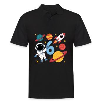 6. Geburtstag Jungen 6 Jahre Astronaut Geburtstag - Männer Poloshirt - Schwarz - Vorne - Kai (181cm)