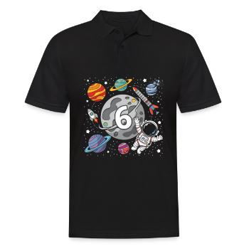 6. Geburtstag Jungen 6 Jahre Astronaut Geburtstag - Männer Poloshirt - Schwarz - Vorne - Kai (181cm)