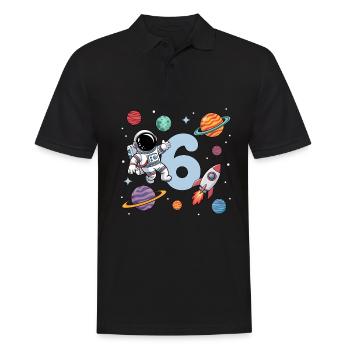 6. Geburtstag Jungen 6 Jahre Astronaut Geburtstag - Männer Poloshirt - Schwarz - Vorne - Kai (181cm)