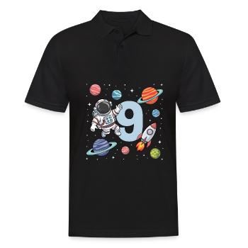 9e anniversaire garçons 9 ans astronaute anniversaire - Polo Homme - noir - Devant - Kai (181cm)