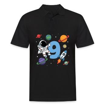 9e anniversaire garçons 9 ans astronaute anniversaire - Polo Homme - noir - Devant - Kai (181cm)
